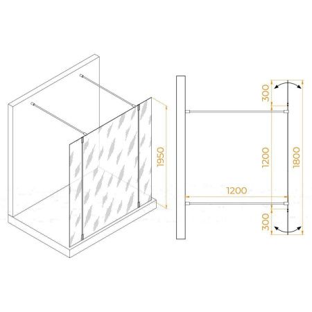 Душевая перегородка RGW Walk In 351005223-14 120х195 стекло прозрачное профиль черный