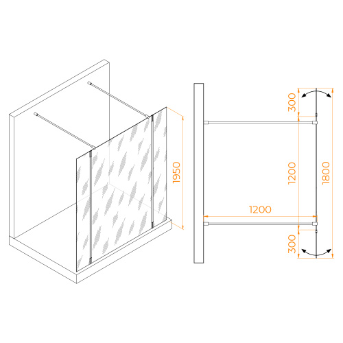 Душевая перегородка RGW Walk In 351005223-15 120х195 стекло прозрачное профиль белый - фото 2 Душевая перегородка RGW Walk In 351005223-15 120х195 стекло прозрачное профиль белый - фото 2