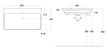 Раковина мебельная керамическая Dreja Luxury 80 11080-KL 80х50 накладная цвет белый