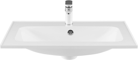 Раковина из литьевого мрамора Aquanet Арт 00318925 74х45 полувстраиваемая цвет белый 1 отверстие под смеситель