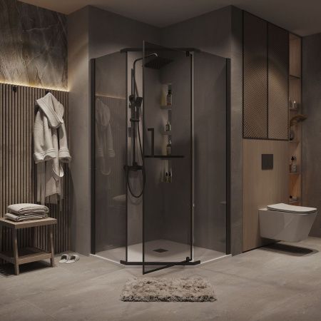 Душевой уголок Grossman Pragma 302.K33.03.9090.21.10 90х90 стекло тонированное профиль черный без поддона