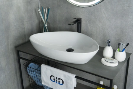 Раковина керамическая Gid Creativo 51117 70х40 накладная цвет белый без отверстий под смеситель