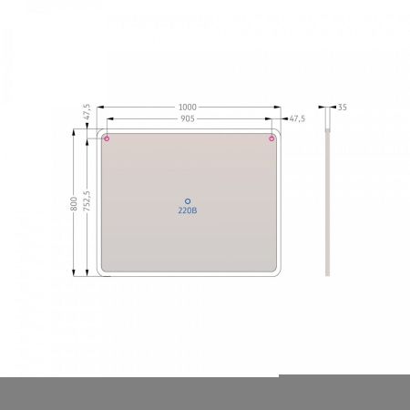 Зеркало с подсветкой и антизапотевателем Alavann Cat ALV0040002 100х80 подвесное