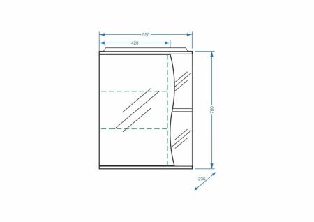 Зеркало-шкаф Stella Polar Волна SP-00000040 60х70 подвесной цвет белый