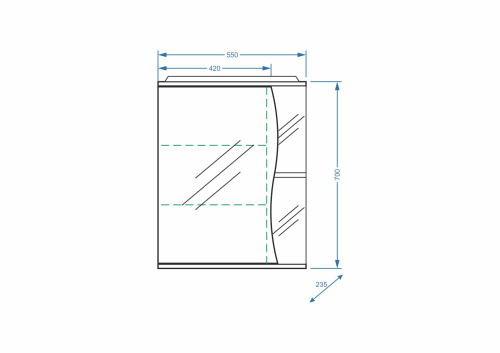Зеркало-шкаф Stella Polar Волна SP-00000040 55х24х70 подвесной цвет белый - фото 2 Зеркало-шкаф Stella Polar Волна SP-00000040 55х24х70 подвесной цвет белый - фото 2