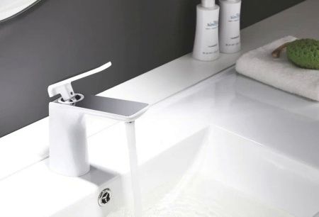 Смеситель Rose R1401F на раковину белый/хром