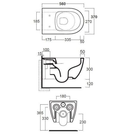 Чаша унитаза подвесная Simas Trevi TRV18bi цвет белый без сиденья безободковая смыв торнадо