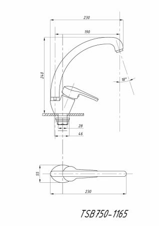 Смеситель для кухни TSARSBERG TSB-750-1165 на мойку хром
