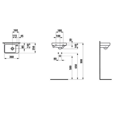 Раковина керамическая Laufen Pro 8.1596.0.000.104.1 40 см подвесная цвет белый 1 отверстие под смеситель