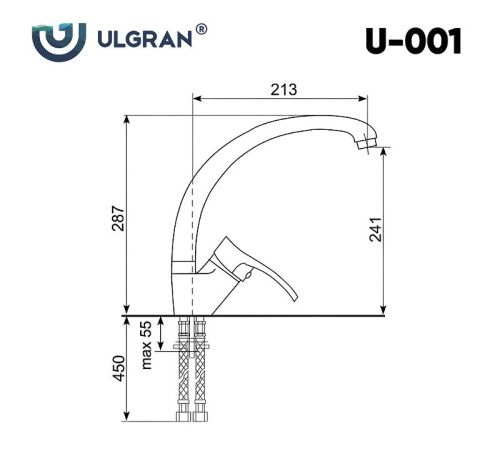 Смеситель для кухни Ulgran Classic U-001-344 на мойку черный - фото 4