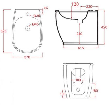 Биде напольное Artceram AZULEY AZB002 03 00 nero*1 цвет черный