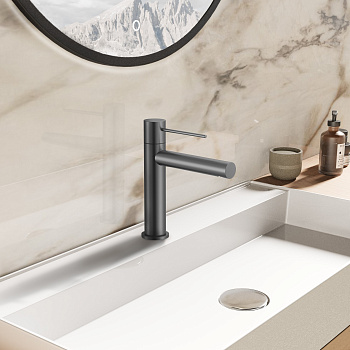 Смеситель Vincea Aspire VBF-4AS01GM на раковину вороненая сталь без термостата