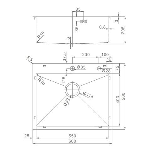 Кухонная мойка Raglo R701 R701.6050.09 60х50 цвет графит поверхность матовая - фото 3