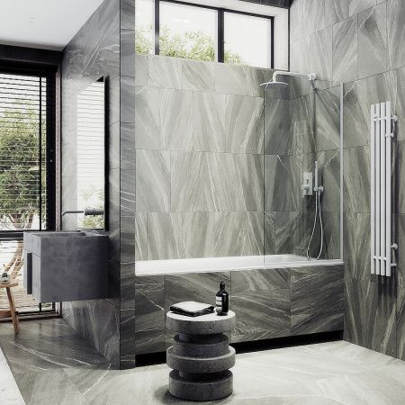 Душевая шторка на ванну Maybah Glass MGV-126-1у 45х140 стекло прозрачное профиль белый ориентация универсальная