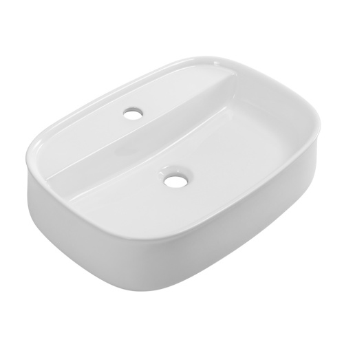 Раковина керамическая Cezares CZR-6580 39х56 накладная цвет белый 1 отверстие под смеситель - фото 2