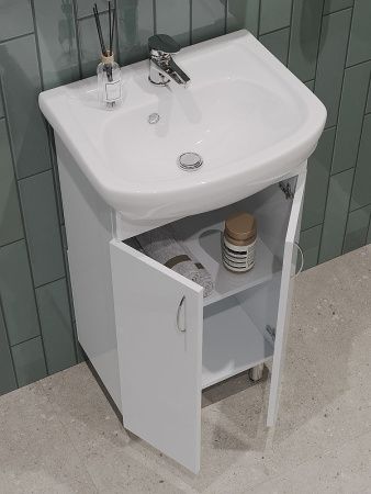 Тумба с раковиной Orange Лайт LA-45TUW+RA 50х40 напольная цвет белый