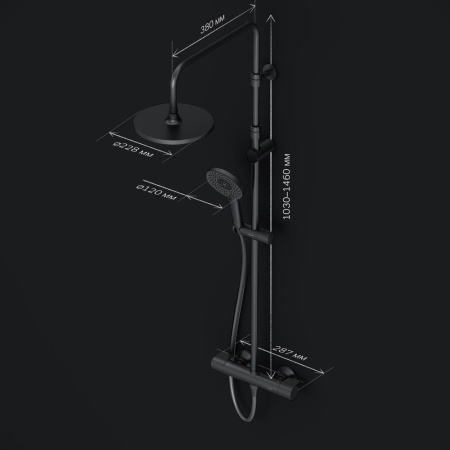 Душевая стойка Am.Pm X-Joy F0785A422 настенная цвет черный с термостатом