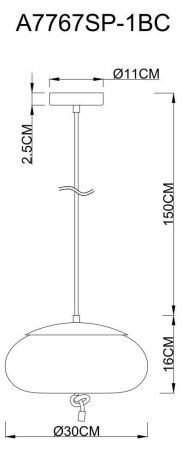 Светильник подвесной Arte Lamp CODY (ЦОДЫ) A7767SP-1BC