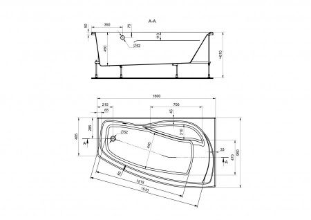 Ванна акриловая Santek Майорка XL 1WH111990 160х95 пристенная асимметричная без каркаса