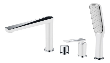 Смеситель Boheme Venturo 370-W на борт ванны белый глянцевый