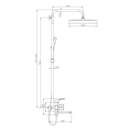 Душевая стойка Raglo R07.24.03 настенная цвет сатин золотой - фото 2