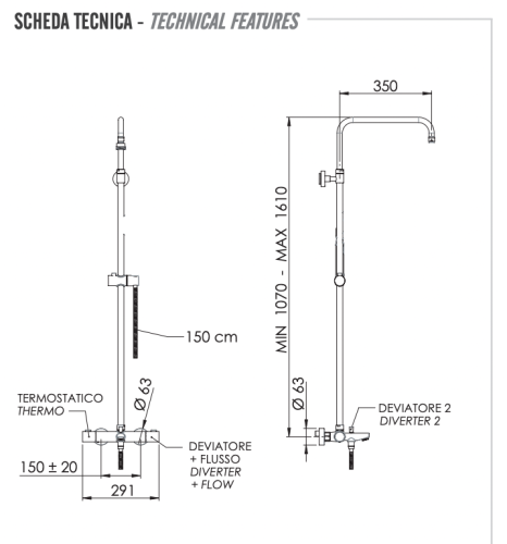 Душевая стойка Remer Elegance EQ34ASSDVO настенная - фото 2