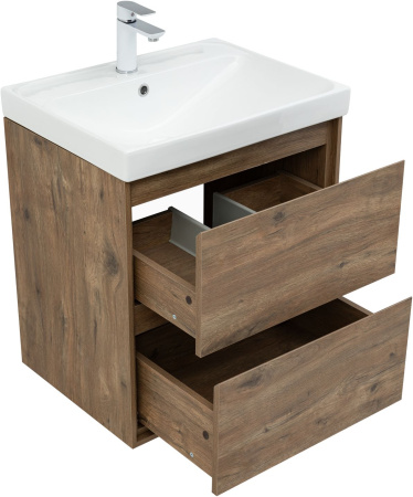 Тумба под раковину Aquanet Милан 00336377 60х45х64 подвесная цвет темное дерево