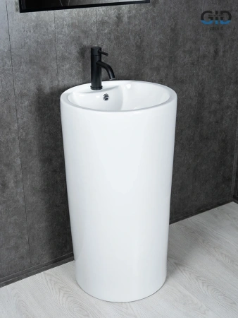 Раковина керамическая Gid Autonomo 81102 46х46 напольная цвет белый 1 отверстие под смеситель