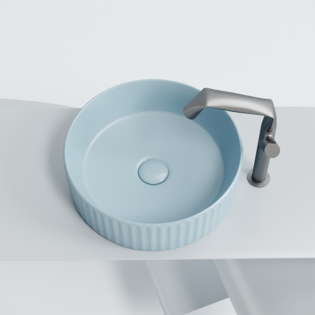 Раковина из сантехнического фарфора Ceramica Nova ELEMENT CN6057ML 36х36 накладная цвет голубой матовый без отверстий под смеситель