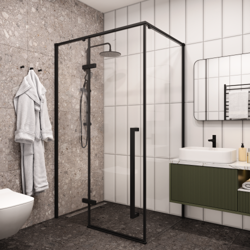 Душевой уголок Cerutti SPA C1A 120х90 стекло прозрачное профиль черный - фото 4