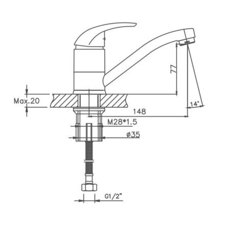 Смеситель для кухни Cron CN4529-2 на мойку хром