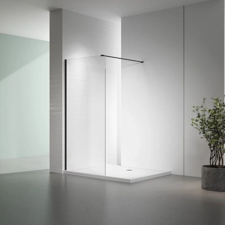 Душевая перегородка Veconi Korato KR72B-100-01-C7 100х200 стекло прозрачное профиль черный