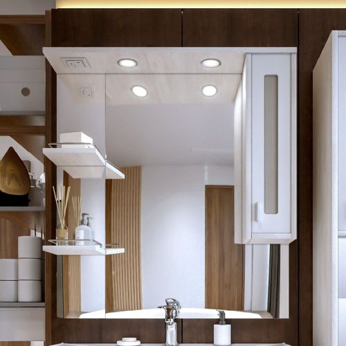 Зеркало-шкаф с подсветкой Бриклаер 4627125412042 90х20х103 подвесной цвет светлая лиственница/белый - фото 2