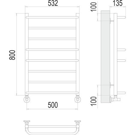 Полотенцесушитель водяной Terminus 4670078530165 55х80 хром