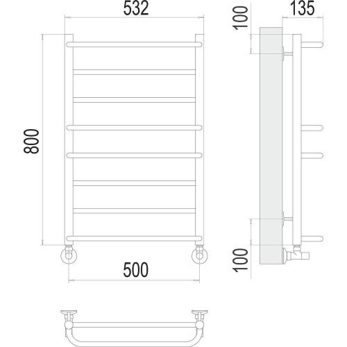 Полотенцесушитель водяной Terminus 4670078530165 55х80 хром - фото 3