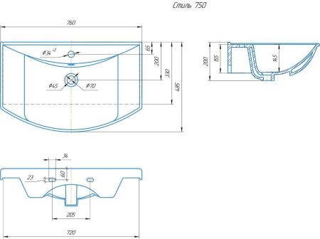 Раковина керамическая Onika Стиль 4620008197470 80х50 накладная цвет белый 1 отверстие под смеситель