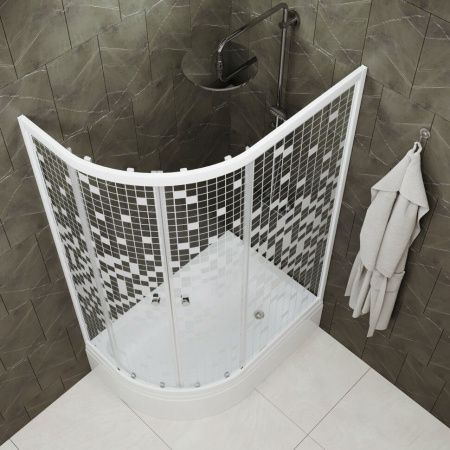 Душевой уголок Тритон Коралл Щ0000061783 120х80 стекло с рисунком профиль белый с поддоном