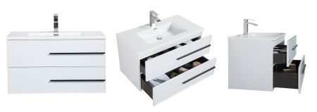 Тумба с раковиной Parly Bella Bella100 100х50 подвесная цвет белый