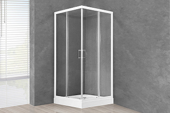 Душевой уголок Royal Bath HP RB80HP-T 80х80 стекло прозрачное профиль белый с поддоном Душевой уголок Royal Bath HP RB80HP-T 80х80 стекло прозрачное профиль белый с поддоном