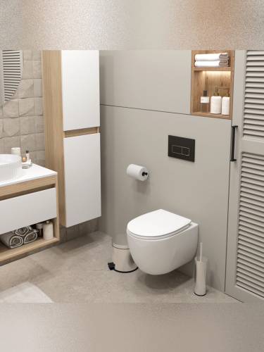 Унитаз подвесной Teymi Lori T40502 белый с сиденьем микролифт безободковый смыв торнадо - фото 3