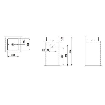 Раковина керамическая Laufen Living Square 8.1143.3.000.112.1 40х40 накладная цвет белый без отверстий под смеситель