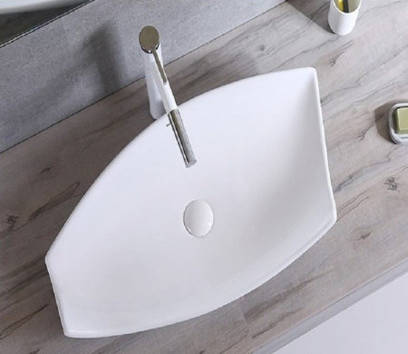 Раковина из санфаянса CeramaLux 78121 68х38 накладная цвет белый