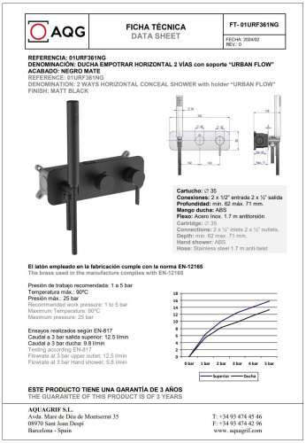 Душевой комплект AQG Urban Flow 19URFER23505 настенный - фото 2