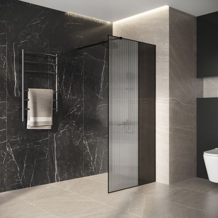 Душевая перегородка Niagara Nova NG-481-10FBLACK 100х200 стекло рифленое/тонированное профиль черный