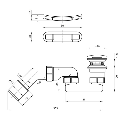 Слив-перелив для ванны Wellsee Useful Extras 231930000 - фото 2