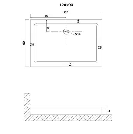 Душевой поддон из ABS-пластика Niagara Eco NG-P1290-14Q 120х90 белый с ножками