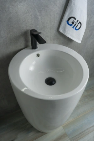 Раковина керамическая Gid Autonomo 81106 49х49 напольная цвет белый 1 отверстие под смеситель