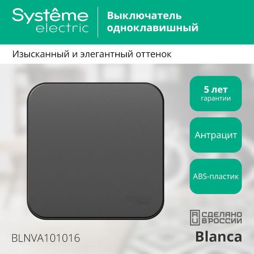 Выключатель 1-клавишный 10А 250B Systeme Electric Blanca (Бланца) BLNVA101016 - фото 2