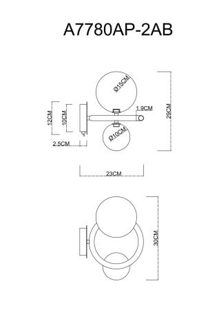 Бра Arte Lamp ALBUS (АЛБУС) A7780AP-2AB
