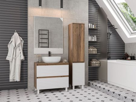 Тумба под раковину Brevita Dakota DAK-07080-19/01-2Я 80х50 напольная цвет белый/коричневый